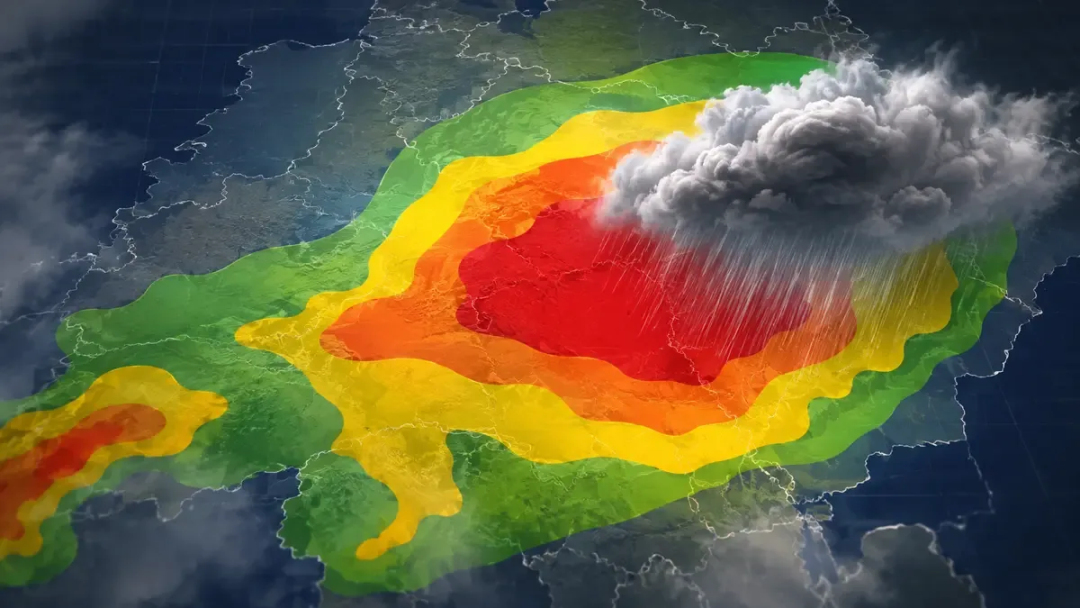 Mapa meteorológico abstracto con niveles de alerta