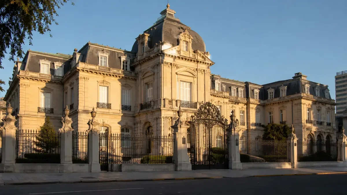 Fachada academicista del Palacio San Martín, sede de la Cancillería